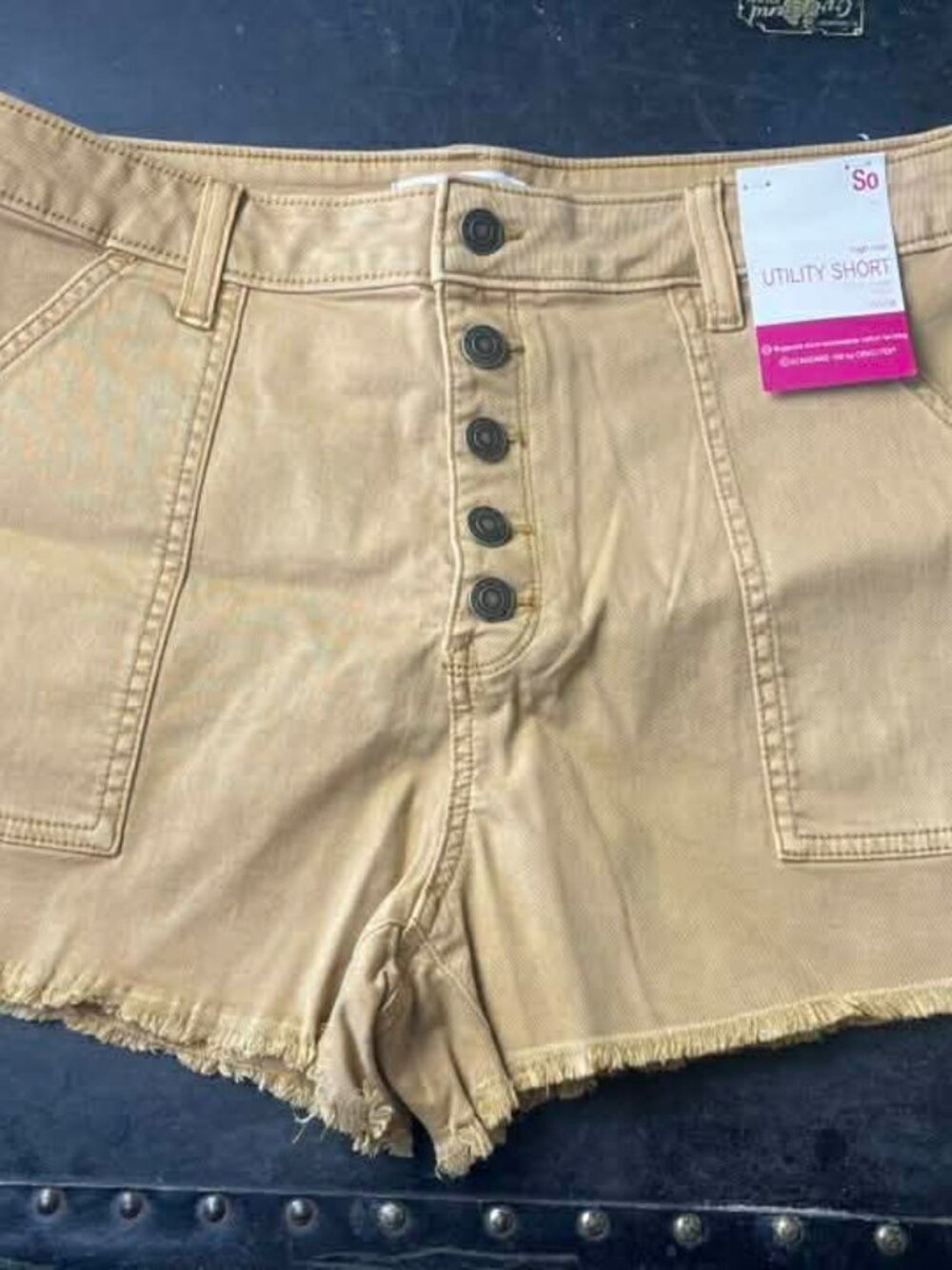 NWT So Juniors Tan Fray Hem Utility Shorts size 15